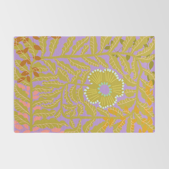 Fern leaves and flower purple Rug Gallery Image 2