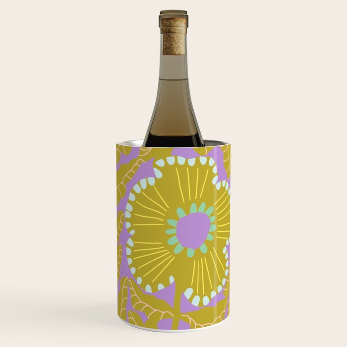 Fern leaves and flower purple Wine Chiller Gallery Image 1