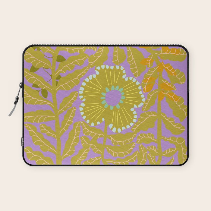Fern leaves and flower purple Laptop Sleeve Gallery Image 1