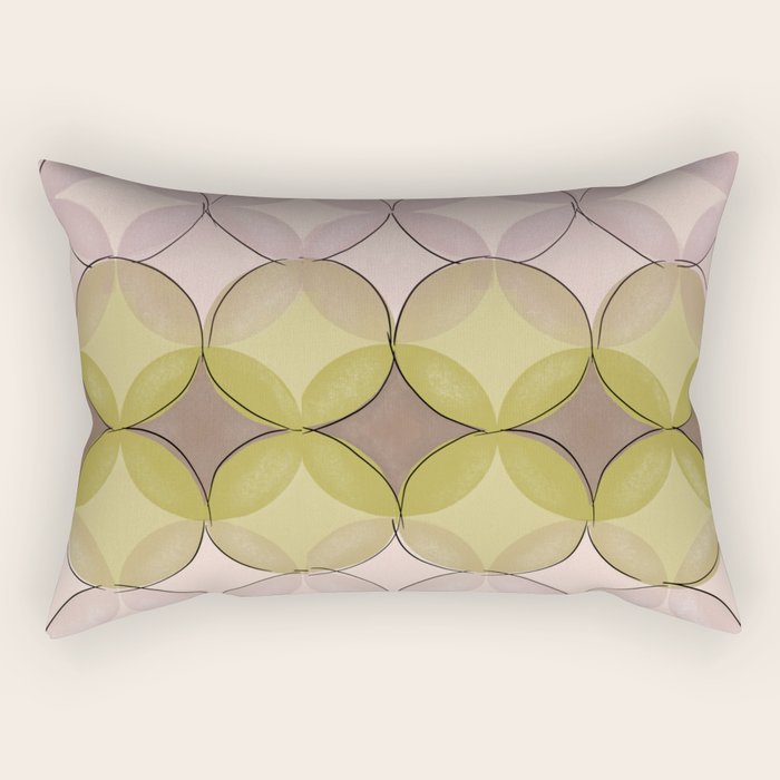 Nuanced echoing circles tell a story in a painterly way with soft muted hues Rectangular Pillow Gallery Image 2