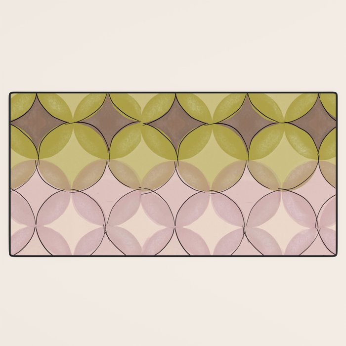 Nuanced echoing circles tell a story in a painterly way with soft muted hues Desk Mat Gallery Image 3