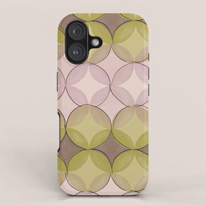 Nuanced echoing circles tell a story in a painterly way with soft muted hues iPhone Case Gallery Image 1