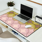 Nuanced echoing circles tell a story in a painterly way with soft muted hues Desk Mat Gallery Image 2