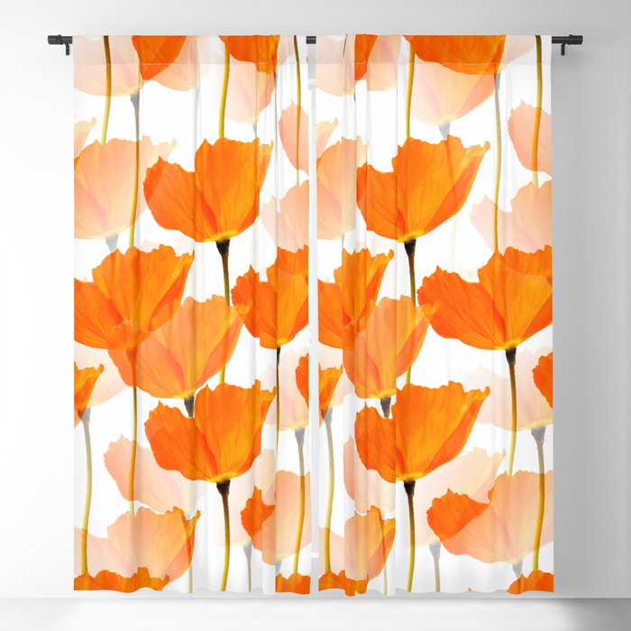 Orange Poppies On A White Background #decor #society6 #buyart Window Curtain Gallery Image 5