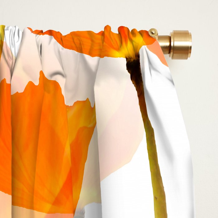 Orange Poppies On A White Background #decor #society6 #buyart Window Curtain Gallery Image 2