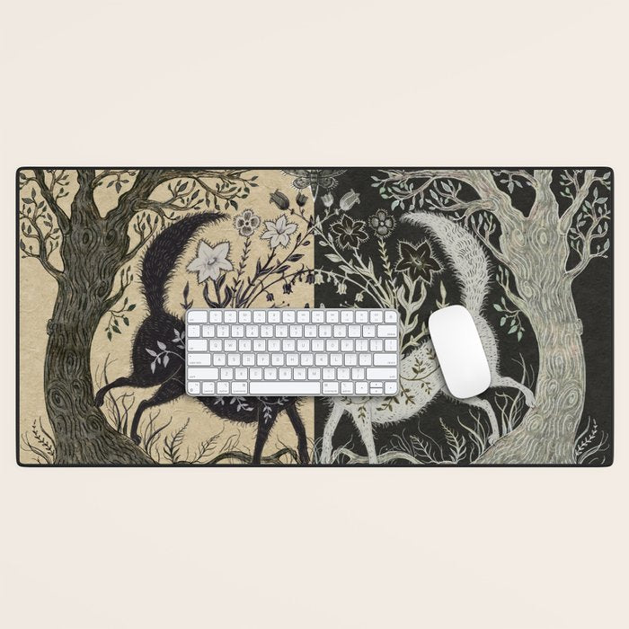 Two Wolves Meeting Desk Mat