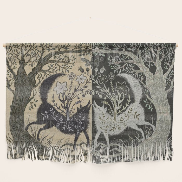 Two Wolves Meeting Wall Hanging Gallery Image 1