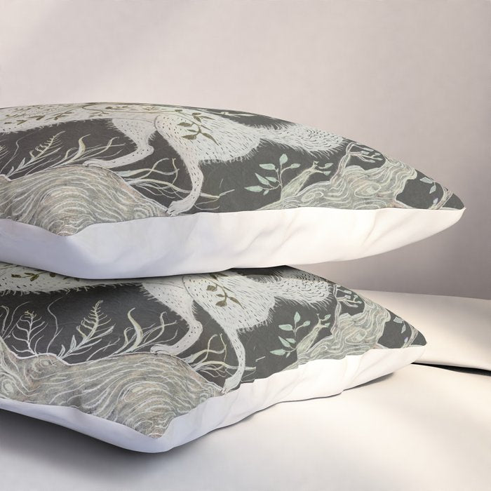 Two Wolves Meeting Pillow Sham Gallery Image 3
