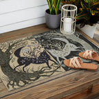 Two Wolves Meeting Outdoor Rug Gallery Image 2