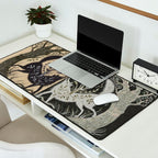Two Wolves Meeting Desk Mat Gallery Image 2