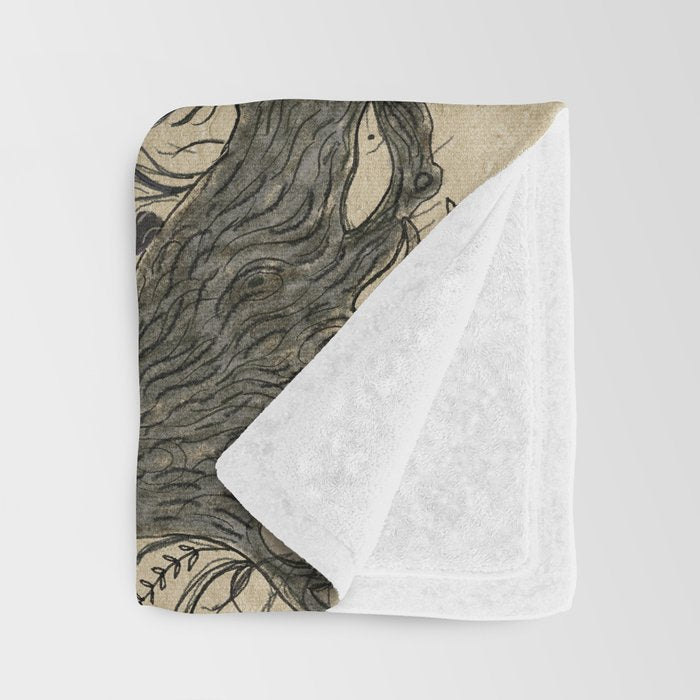 Two Wolves Meeting Throw Blanket Gallery Image 3