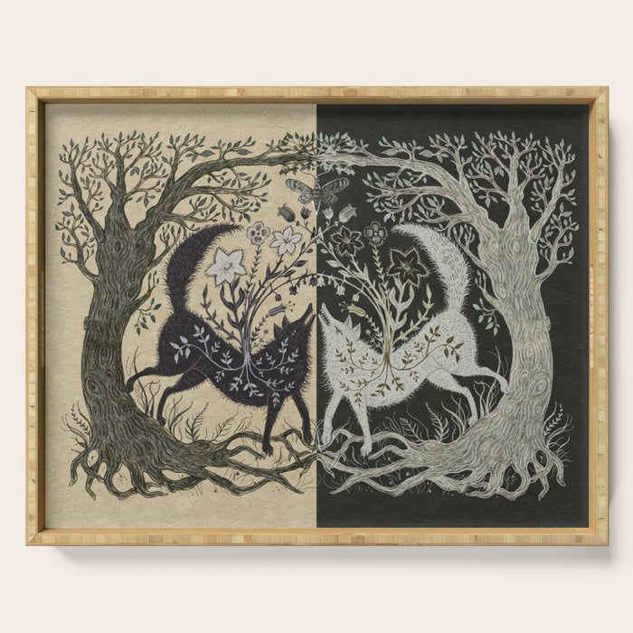 Two Wolves Meeting Serving Tray Gallery Image 1