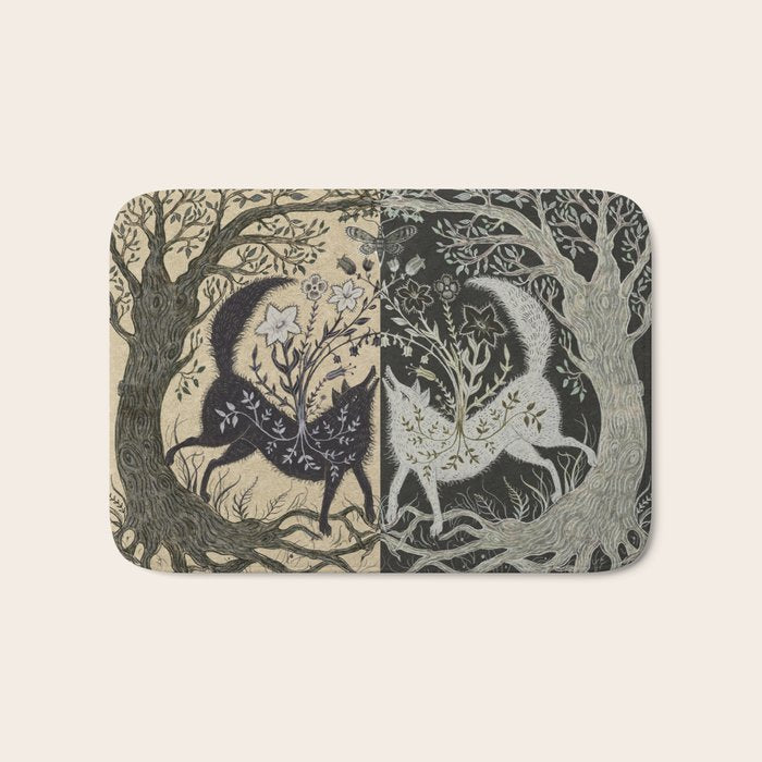 Two Wolves Meeting Bath Mat Gallery Image 1