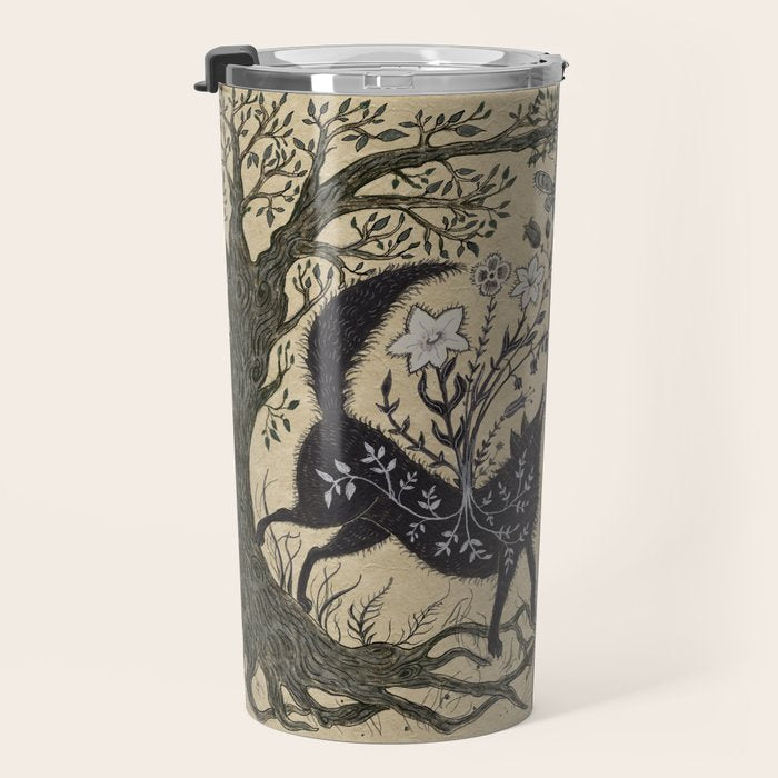 Two Wolves Meeting Travel Mug Gallery Image 3