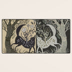 Two Wolves Meeting Desk Mat Gallery Image 3