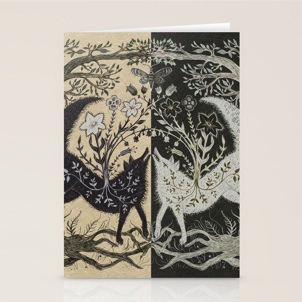 Two Wolves Meeting Stationery Card Gallery Image 1
