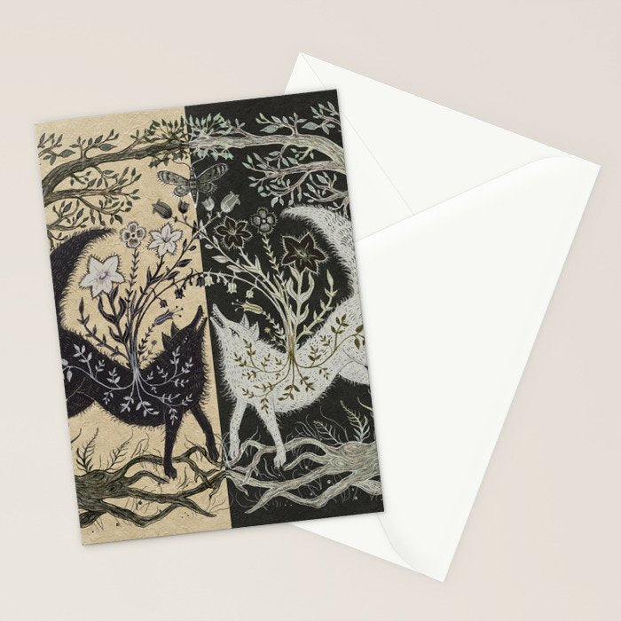 Two Wolves Meeting Stationery Card Gallery Image 2