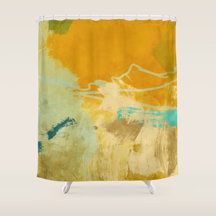 summer green abstract art 2 Shower Curtain Gallery Image 1