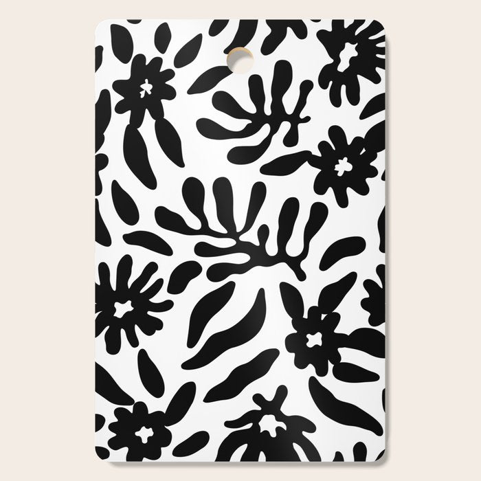Black and white flower nature pattern Cutting Board Gallery Image 1