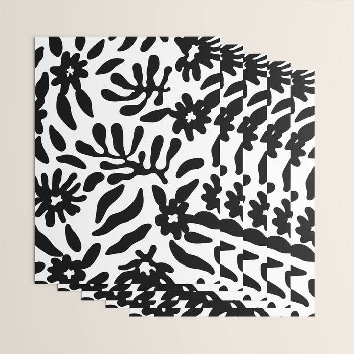 Black and white flower nature pattern Wrapping Paper Gallery Image 3
