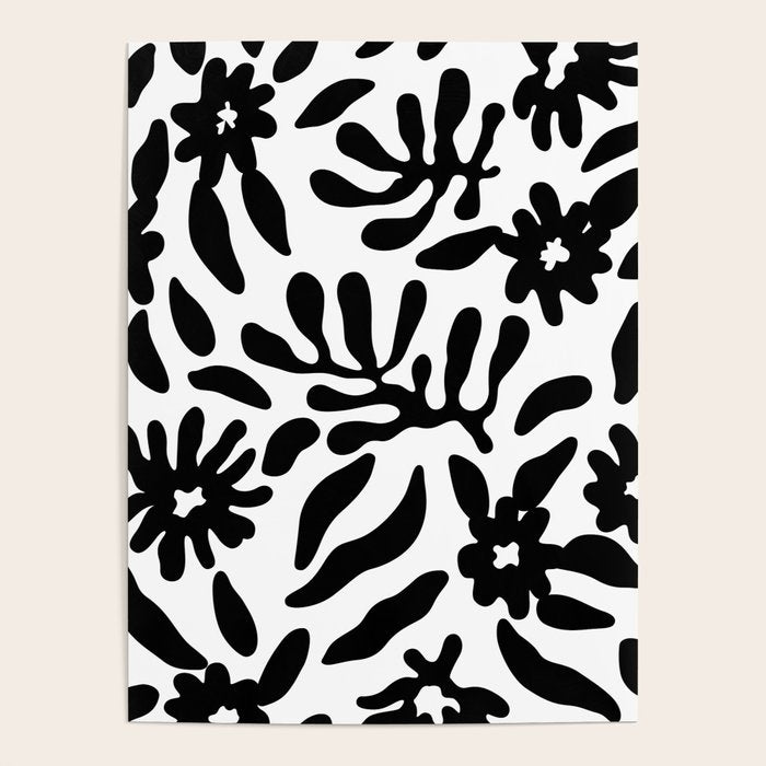 Black and white flower nature pattern Poster Gallery Image 4