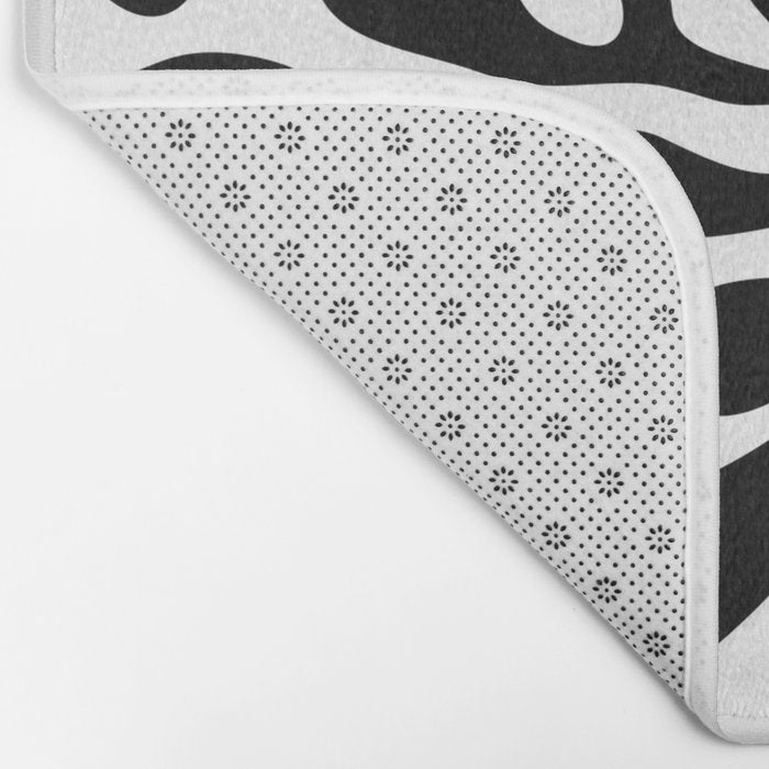 Black and white flower nature pattern Bath Mat Gallery Image 2
