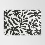 Black and white flower nature pattern Rug Gallery Image 2