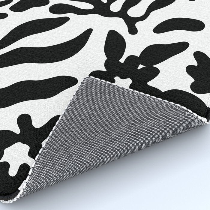 Black and white flower nature pattern Rug Gallery Image 4