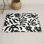 Black and white flower nature pattern Rug Gallery Image 1