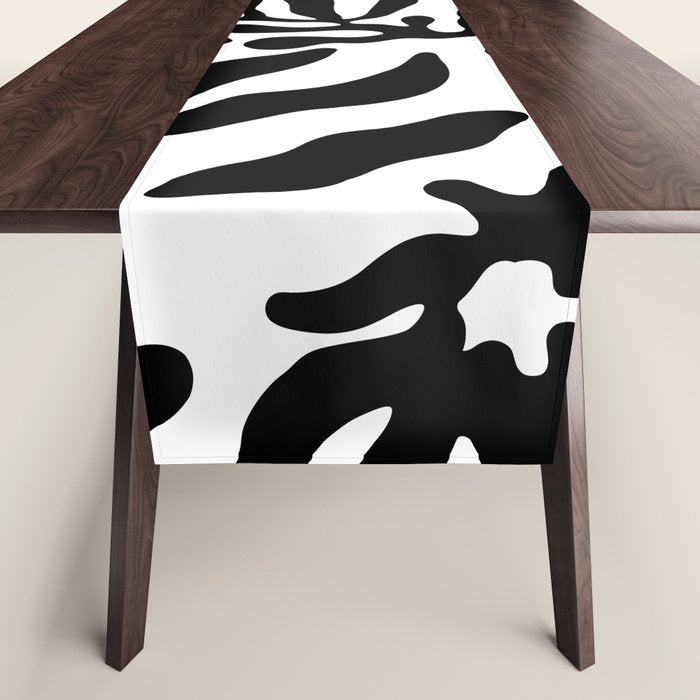 Black and white flower nature pattern Table Runner Gallery Image 1