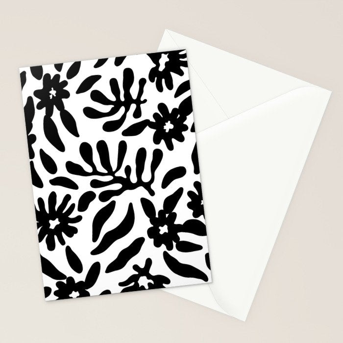 Black and white flower nature pattern Stationery Card Gallery Image 2