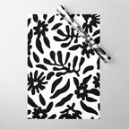 Black and white flower nature pattern Wrapping Paper Gallery Image 1