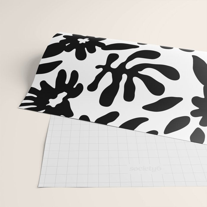 Black and white flower nature pattern Wrapping Paper Gallery Image 2
