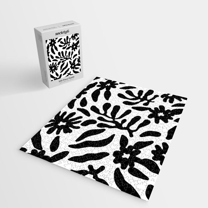 Black and white flower nature pattern Jigsaw Puzzle Gallery Image 2