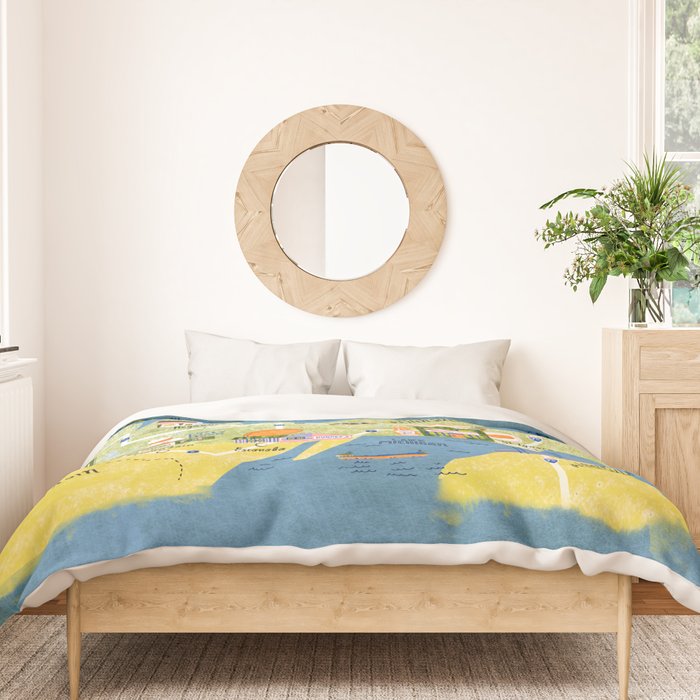 Map of Northern Michigan - Pasty Tour in Emerald Duvet Cover Gallery Image 3