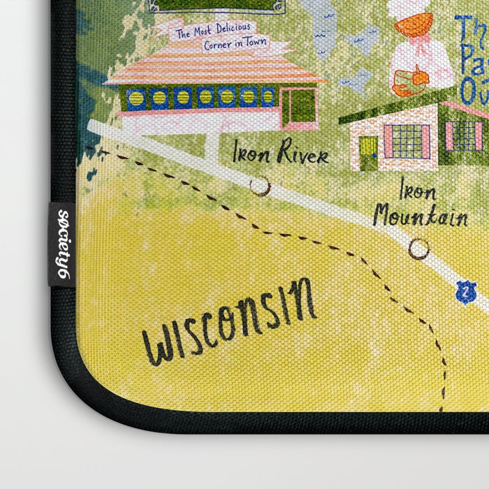 Map of Northern Michigan - Pasty Tour in Emerald Laptop Sleeve Gallery Image 3