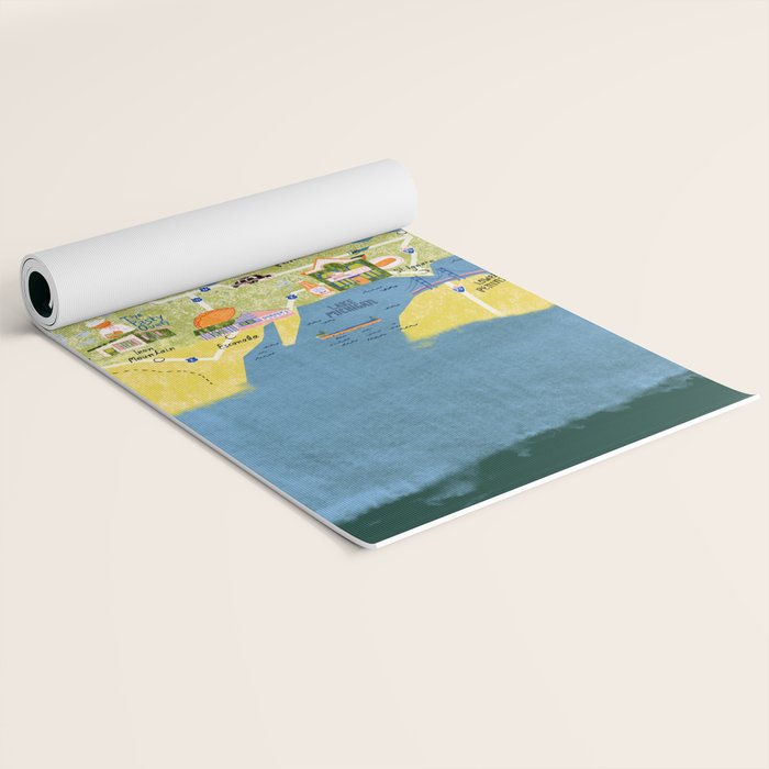 Map of Northern Michigan - Pasty Tour in Emerald Yoga Mat Gallery Image 2