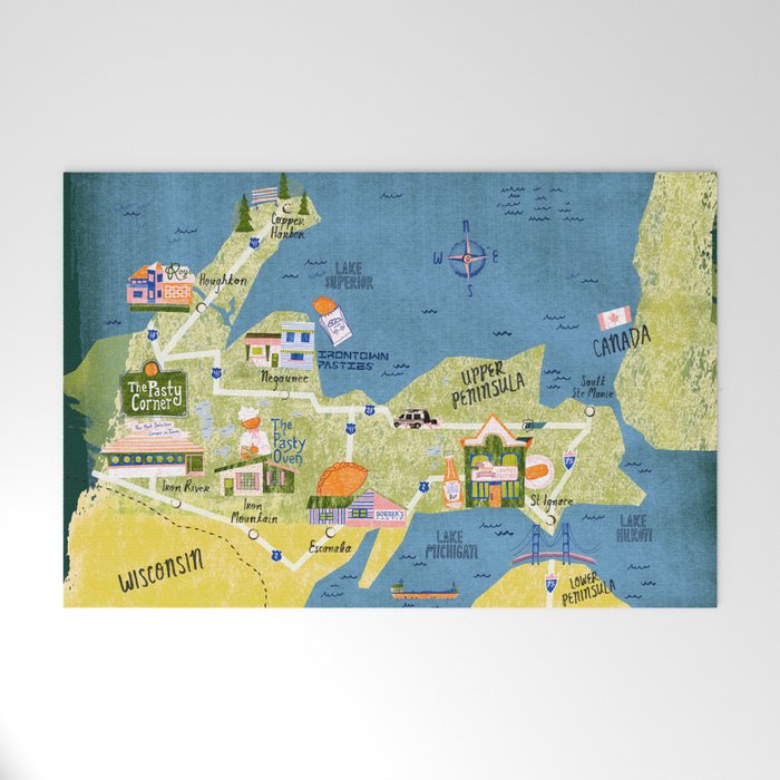 Map of Northern Michigan - Pasty Tour in Emerald Welcome Mat Gallery Image 1