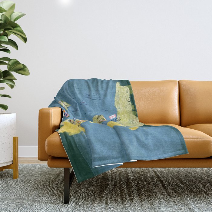 Map of Northern Michigan - Pasty Tour in Emerald Throw Blanket Gallery Image 1