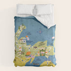 Map of Northern Michigan - Pasty Tour in Emerald Duvet Cover Gallery Image 6