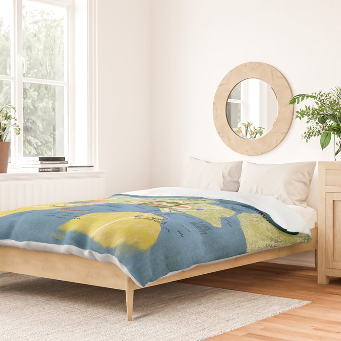 Map of Northern Michigan - Pasty Tour in Emerald Duvet Cover Gallery Image 2