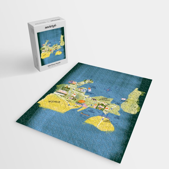 Map of Northern Michigan - Pasty Tour in Emerald Jigsaw Puzzle Gallery Image 2
