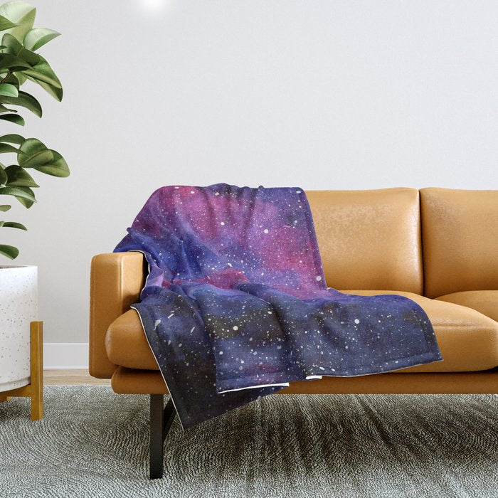 Nebula Galaxy Watercolor Space Sky Throw Blanket Gallery Image 1