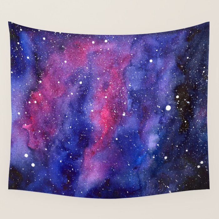 Nebula Galaxy Watercolor Space Sky Wall Tapestry Gallery Image 1