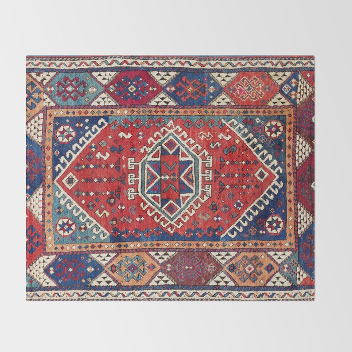 Karakecili Balikesir  Antique Turkish Tribal Carpet Print Throw Blanket Gallery Image 2