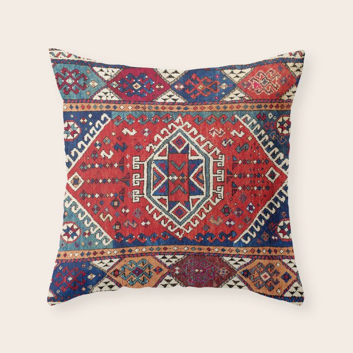 Karakecili Balikesir  Antique Turkish Tribal Carpet Print Throw Pillow Gallery Image 6