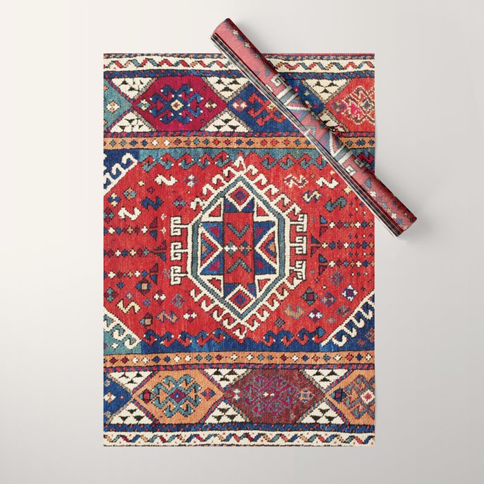 Karakecili Balikesir  Antique Turkish Tribal Carpet Print Wrapping Paper Gallery Image 1