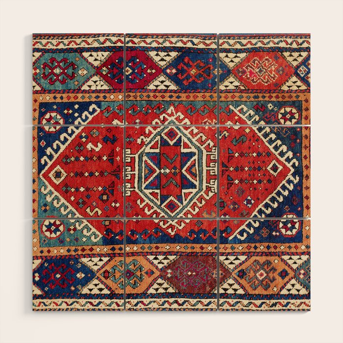 Karakecili Balikesir  Antique Turkish Tribal Carpet Print Wood Wall Art Gallery Image 1