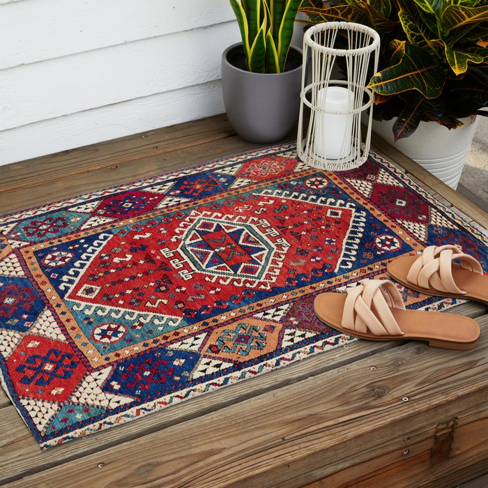 Karakecili Balikesir  Antique Turkish Tribal Carpet Print Outdoor Rug Gallery Image 2