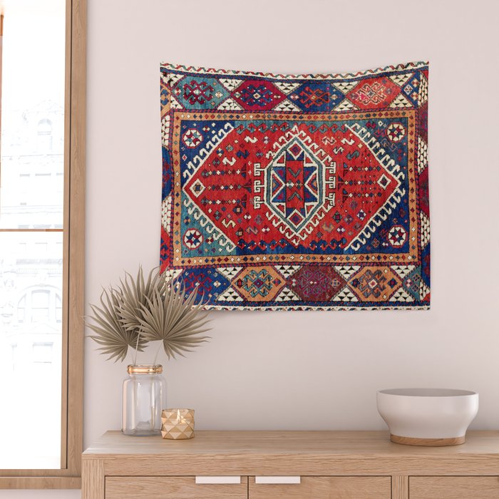 Karakecili Balikesir  Antique Turkish Tribal Carpet Print Wall Tapestry Gallery Image 2